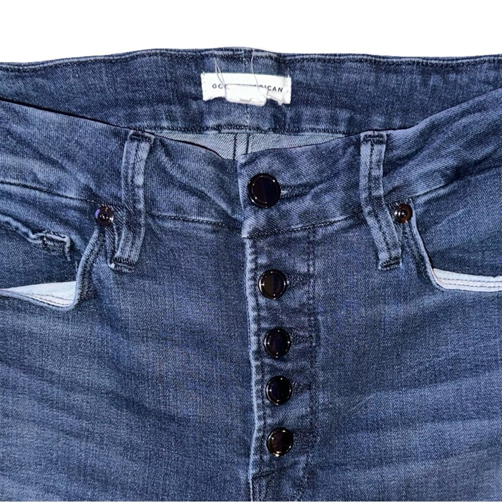 Good American Good Legs Skinny High Rise Button Fly Jeans in Blue830 Size 6/28 - Picture 13 of 15